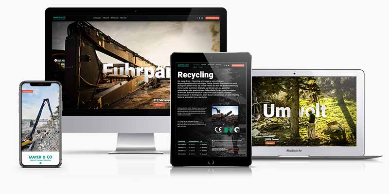 Cross-device mockup of the finished Mayer website