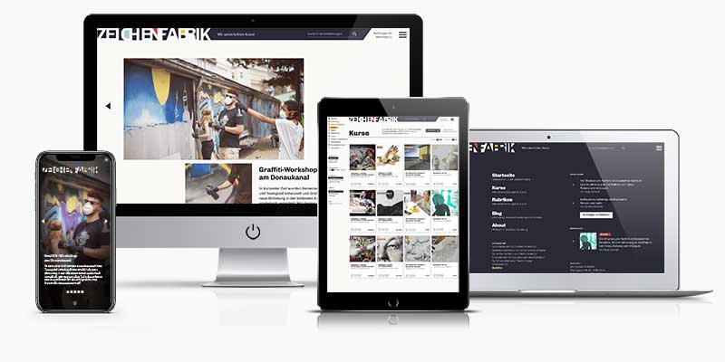 Cross-device mockup of the Zeichenfabrik website by Vincent Bauer